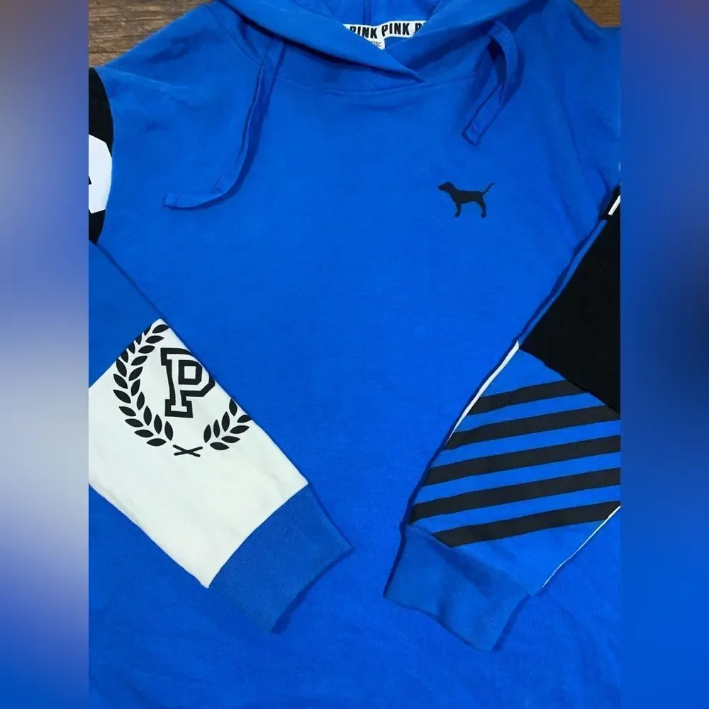 Victoria’s Secret Pink campus crossover 86 Logo Hoodie Royal Blue Medium